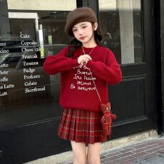 批发女童套装秋冬2025新款洋气韩版女孩毛衣百褶裙冬季新年装两件套潮