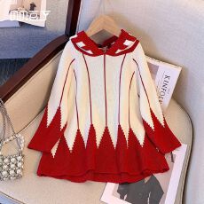 批发女童针织<b class='q'>毛衣</b>秋冬装2025新款<b class='q'>儿童</b>洋气女孩百搭撞色连帽斗篷上衣潮