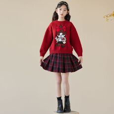 批发<b class='q'>女童</b>新<b class='q'>年</b>衣服套装秋冬款2025新款女孩红色连衣<b class='q'>裙</b>冬装儿童年服<b class='q'>裙</b>子