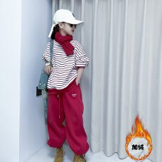 女童加绒休闲套装秋冬季2025新款儿童洋气女孩条纹卫衣卫裤两件套