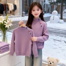 批发女童冬季毛衣内搭2026新款大童初中生女孩加厚针织衫儿童洋气上衣