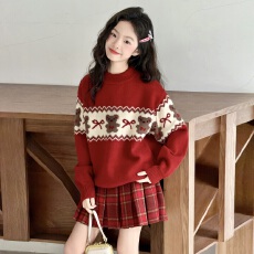 批发<b class='q'>儿童</b>圣诞毛衣冬裙加厚针织连衣裙2026秋冬女童过年服jk套装<b class='q'>裙子</b>潮