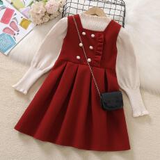 批发过年儿童新中式套装2026女孩新年衣服<b class='q'>女童</b>拜年服<b class='q'>连衣裙</b>毛衣背带裙