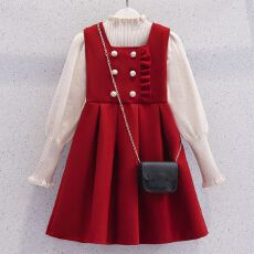 批发女<b class='q'>童</b><b class='q'>连衣裙套装</b>秋冬2026新款儿<b class='q'>童</b>毛衣<b class='q'>中大</b><b class='q'>童</b>背心裙加厚过年拜年服