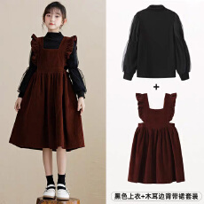 批发女孩秋冬套装2026新款<b class='q'>中大</b><b class='q'>童</b>洋气连衣裙初中生赫本风公主裙背心裙