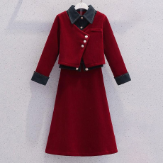 批发女<b class='q'>童</b><b class='q'>加绒</b><b class='q'>套装</b>秋冬款2026拜年衣服<b class='q'>中大</b>儿<b class='q'>童</b>外套红色洋气半身裙外套