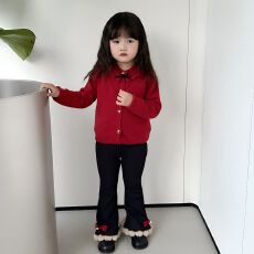 批发女童毛衣秋冬卡通蝴蝶结开衫外套新款韩版洋气小女孩针织毛线衣潮