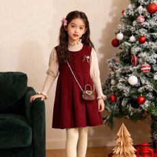 批发女童连衣裙冬装2026新款儿童洋气裙子套装女大童年服两件套本命年
