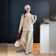 批发女童休闲套装春秋装2026新款<b class='q'>儿童</b>洋气女孩背心打底衫阔腿裤三件套