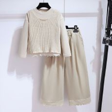 批发<b class='q'>女</b><b class='q'>童</b>休闲套装秋季新款洋气女孩时髦中大童马甲打底衫阔腿裤三件套