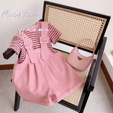 批发女童夏装套装2025新款<b class='q'>儿童</b>洋气时髦女大童夏季炸街背带短裤两件套