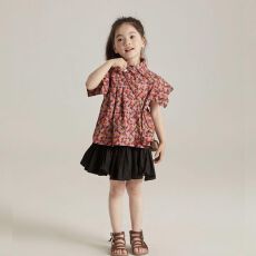 批发<b class='q'>女</b><b class='q'>童</b>格子<b class='q'>套装</b>夏季新款2026儿童立领上衣小女孩甜美花苞裙两件套潮
