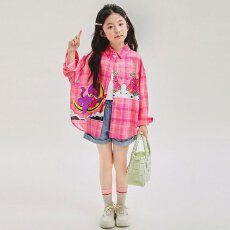 批发女童<b class='q'>衬衫</b>防晒衣2026新款儿童外套夏季洋气薄款中大童长袖格子<b class='q'>衬衣</b>