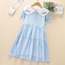 批发<b class='q'>女</b><b class='q'>童</b>夏款娃娃领连衣裙2026新款韩版公主裙儿童中大童<b class='q'>夏装</b>裙子夏天