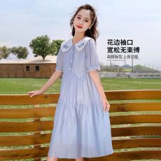 批发<b class='q'>女童</b>学院<b class='q'>风</b>公主裙2026夏季新款儿童娃娃领连衣裙中大童洋气A字裙