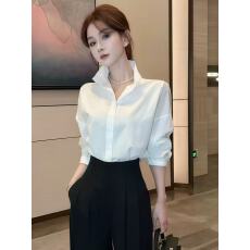 批发法式白色长袖<b class='q'>衬衫</b>女款2026新款早秋季气质高级感轻奢减龄洋气上衣