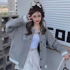 批发2025冬季新款加绒休闲刺绣棒球服外套<b class='q'>男</b>女韩版宽松设计感夹克百搭