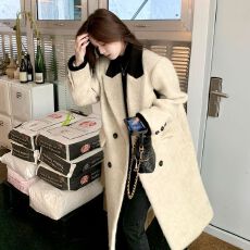 批发高级感呢子大衣女2025秋冬季新款毛呢外套小个子韩系慵懒风<b class='q'>中长款</b>