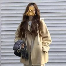 批发黄色双面羊毛大衣女冬季2025新款小个子高级感超好看<b class='q'>短</b>款毛呢外套