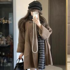 批发秋冬复古双面呢大衣外套女2025新款小个子气质保暖高级感上衣
