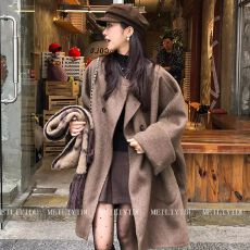 批发秋冬复古双面呢大衣外套女2025新款小个子气质保暖高级感上衣