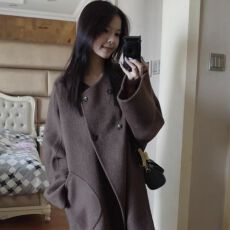 批发正流行呢子大衣女2025新款挽袖毛呢外套小个子赫本风高级感中长款