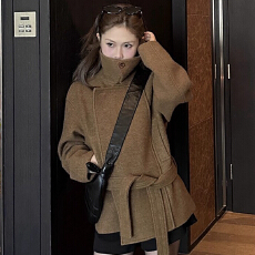 批发质感时尚设计感立领呢子大衣女2025秋冬新款高级感毛呢外套小个子