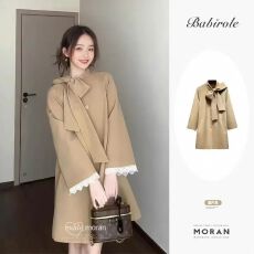 批发原版质量法式复古蝴蝶结系带<b class='q'>风衣外套</b><b class='q'>女</b>新款小个子气质高级感大衣