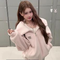 批发原版做法粉色连帽女秋冬季新爆款韩系独特漂亮巨好看加厚毛毛外套