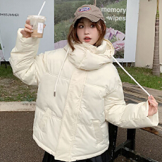 批发秋冬<b class='q'>新款</b>高级灰色绣花爱心短款羽绒棉服<b class='q'>情侣</b><b class='q'>加厚</b>小众设计感冬外套