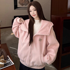 批发原版做法粉色连帽女<b class='q'>秋</b>冬季新爆款韩系独特漂亮巨好看加厚毛毛外套