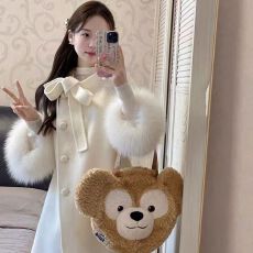 批发法式高级感毛呢外套春<b class='q'>秋</b>新款气质加厚保暖毛毛袖口呢子大衣小个子