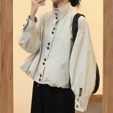 批发原版做法立领花苞型短款风衣<b class='q'>外套</b>女早秋通勤工装夹克<b class='q'>休闲</b>宽松上衣