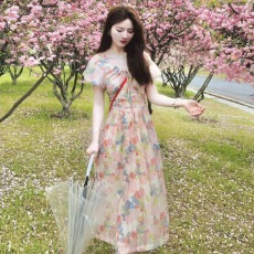 批发法式温柔风减龄碎花泡泡袖<b class='q'>连衣裙</b>初恋奶甜收腰显瘦气质仙女裙子夏