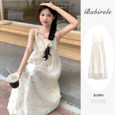 批发原版做法有内里彩色<b class='q'>波点</b>气质高腰显瘦长款吊带绝美海边度假<b class='q'>连衣裙</b>