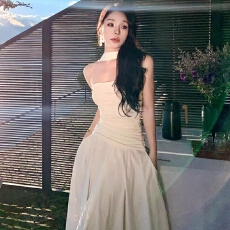 批发原版做法有内里自带浪漫氛感围针织抹胸连衣裙法式高级感度假<b class='q'>长裙</b>