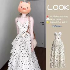 批发己出货 原版做法有内里<b class='q'>时尚</b>法式波点收腰连衣裙法式温柔风蛋糕裙