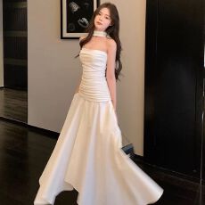 批发原版做法有内里法式漫氛感围无袖抹胸连衣裙高级感度假礼服生日裙