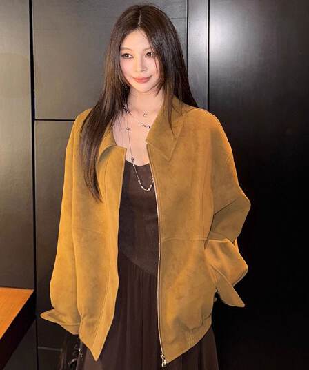 레트로 스웨이드 재킷 여성 가을 아메리칸 루즈핏 폴로 칼라 캐주얼 다용도 재킷 맨위 고급 겉옷