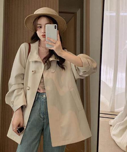 캐주얼 다용도 루즈핏 종류 긴팔 싱글 줄 버튼 바람막이 미니멀리즘 숙녀 작은 키 오픈 가디건 여성 코트