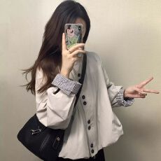 批发原版做法日系复古秋冬外套女设计感花苞型宽松休闲工装夹克上衣潮