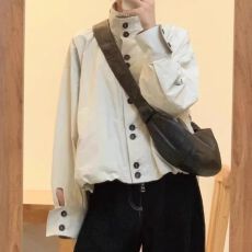 批发原版做法立领花苞型短款风衣外套女早秋通勤工装夹克休闲宽松上衣