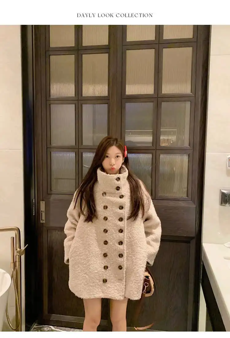 스탠드 칼라 더블 버튼 가디건 상세 이미지 5