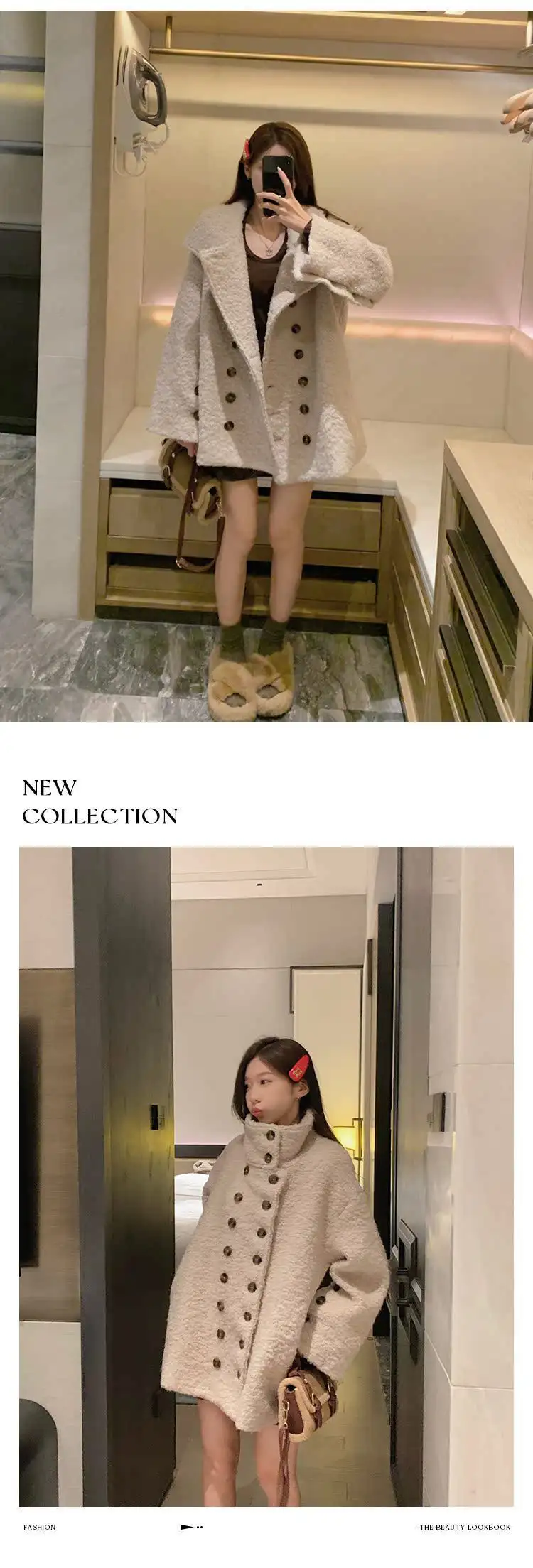 스탠드 칼라 더블 버튼 가디건 상세 이미지 6