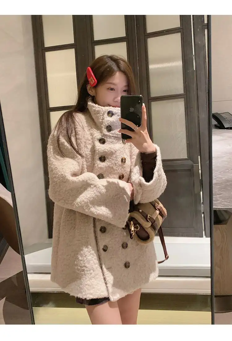 스탠드 칼라 더블 버튼 가디건 상세 이미지 9