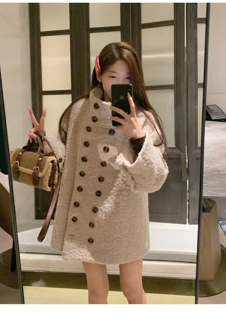 스탠드 칼라 더블 버튼 가디건 상세 이미지 10