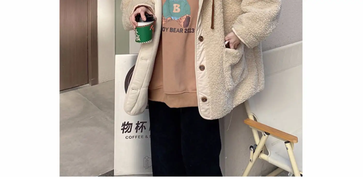 레트로 양털 후드 아우터 상세 이미지 8