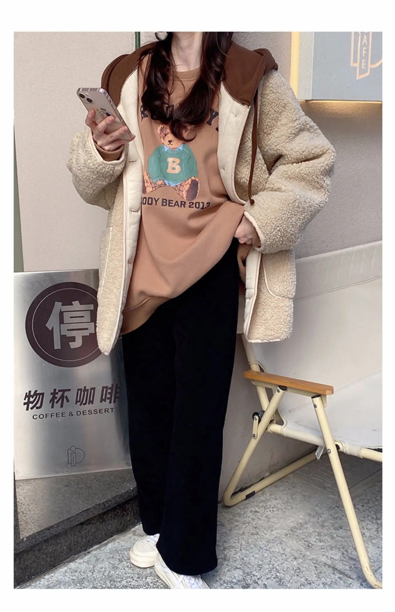 레트로 양털 후드 아우터 상세 이미지 10