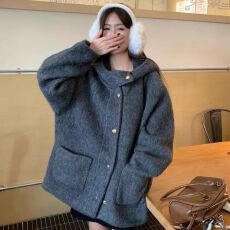 批发慵懒风高级感<b class='q'>毛呢</b><b class='q'>外套</b>新款秋冬季韩系小个子短款贵气质呢子大衣女