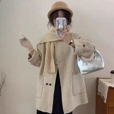 批发高级设计感双排扣呢子大衣女冬季新款韩版小个子中<b class='q'>长款</b>毛呢外套